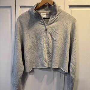 NWT Offline by Aerie Cropped Quarter Zip XS Grey Heather